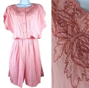 NWOT Silkyline pink embroidered jumpsuit Womens Large
